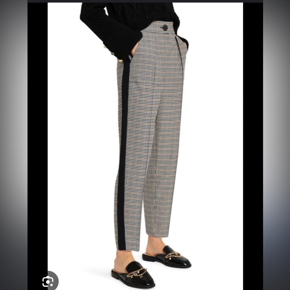 River Island Check Print Women’s Light Brown High Waisted Trousers- SZ 4 Petite